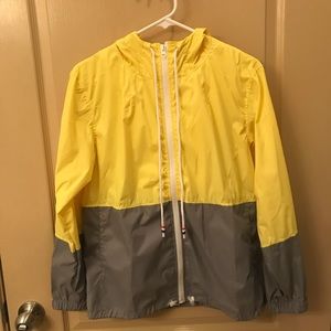 Yellow and grey rain jacket wind breaker size M